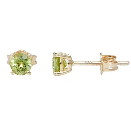 0.43ct Birthstone Peridot Round Stud Earrings 9ct Yellow Gold