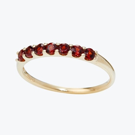 0.45ct Mozambique Garnet 7-Stone Stacker Ring 9ct Gold