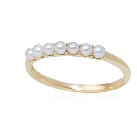 2-2.5mm Freshwater Pearl 7-Stone Stacker Ring 9ct Yellow Gold