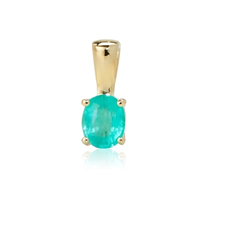 0.34ct Australian Emerald Oval Drop Pendant 9ct Yellow Gold