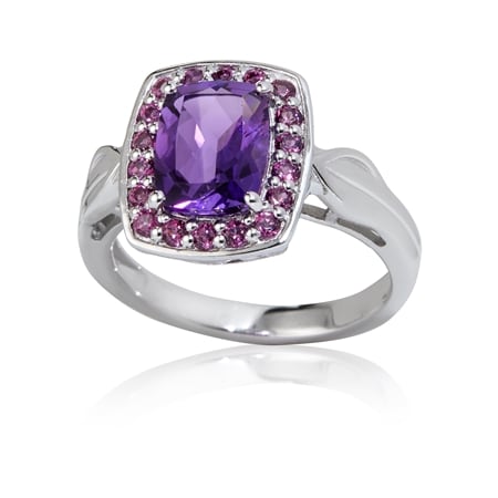 2.6ct Amethyst & Rhodolite Garnet Ring Sterling Silver