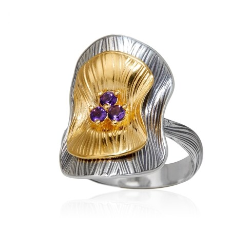 Danny Newfeld 0.3ct Two-Tone Gemstone Ring Sterling Silver