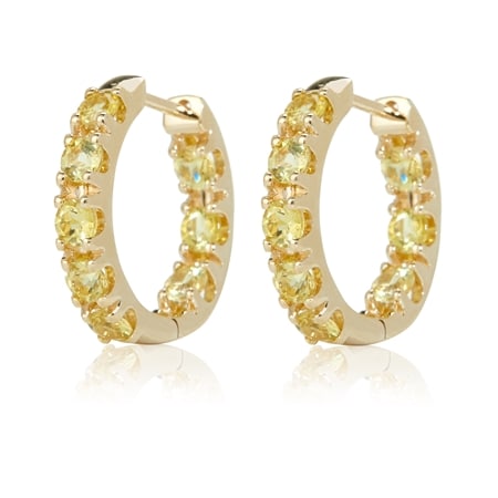 1.36ct Brazilian Canary Tourmaline Hoop Earrings 9ct YG