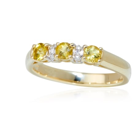 0.38ct Brazilian Canary Tourmaline & Diamond Accent Ring 9ct YG