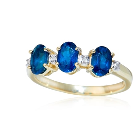 1.14ct Brazilian Bahia Royal Apatite & Diamond Accent Ring 9ct YG