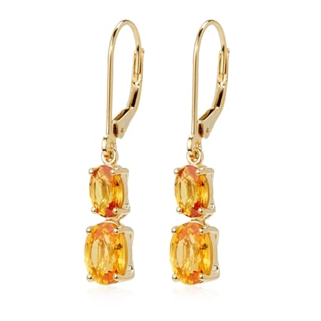 2.80ct Yellow Sapphire 2-Stone Drop Earrings 9ct Yellow