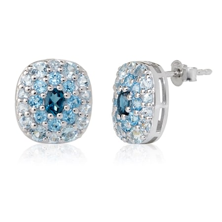 2.39ct Blue Topaz Earrings Sterling Silver