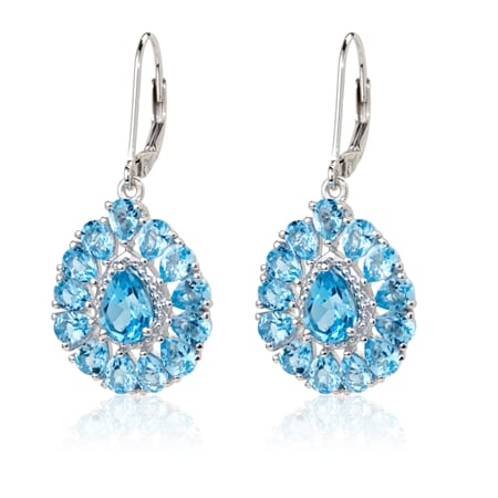 6.38ct Blue Topaz Earrings Sterling Silver
