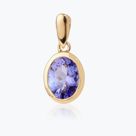 1.62ct Tanzanite Oval Bezel Set Pendant 14ct Yellow Gold