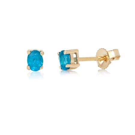 0.32ct Madagascan Neon Apatite Oval Stud Earrings 9ct YG