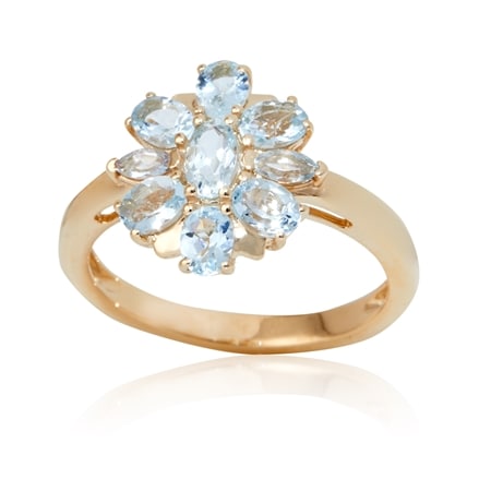 1.22ct Aquamarine Floral Cluster Ring 9ct Yellow Gold