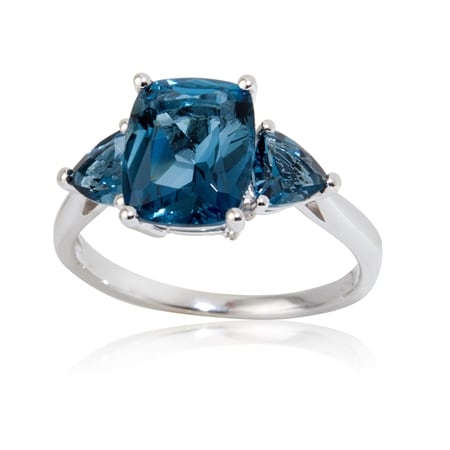 Gem Ambassador 4.00ct London Blue Topaz 3-Stone Ring Sterling Silver