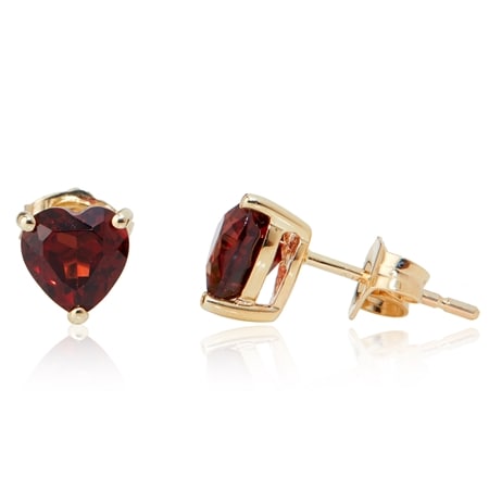 1.40ct Mozambique Garnet Heart Stud Earrings 9ct Yellow Gold