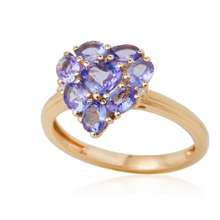 1.73ct Tanzanite & Diamond Accent Heart Cluster Ring 9ct YG