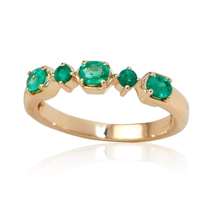 0.56ct Zambian Emerald 5-Stone Stacker Ring 9ct Yellow Gold