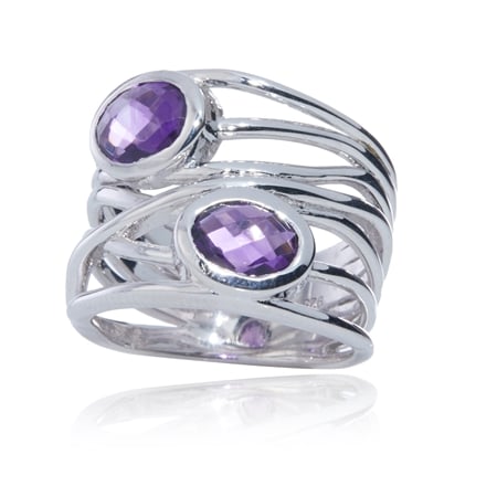2.1ct African Amethyst & Pink Amethyst Ring Sterling Silver