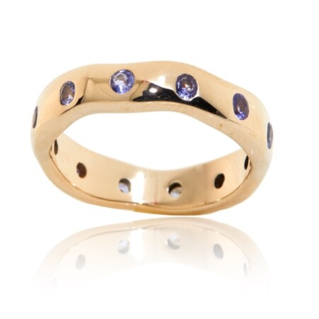 Gem Ambassador 4.79ct Tanzanite Swiss Set Band Ring 9ct Yellow Gold