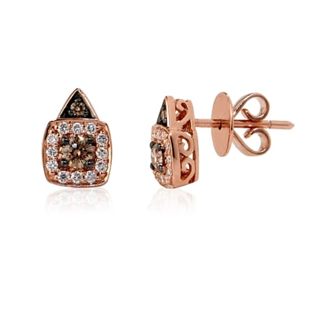Le Vian 0.34ct Chocolate & White Diamond Cushion Shape Earrings 14ct RG