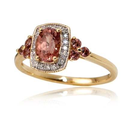 1.24ct Tanzanian Rose Zircon & Diamond Accent Ring 9ct YG