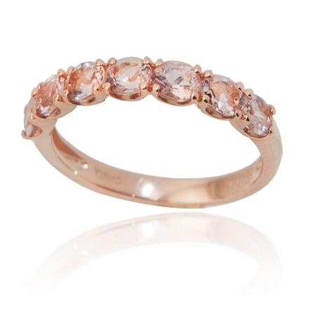 0.84ct Madagascan Pink Morganite 7-Stone Stacker Ring 9ct RG