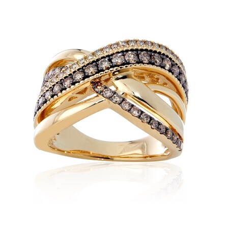 Le Vian 1.01ct Chocolate & Nude Diamond Crossover Ring 14ct Yellow Gold