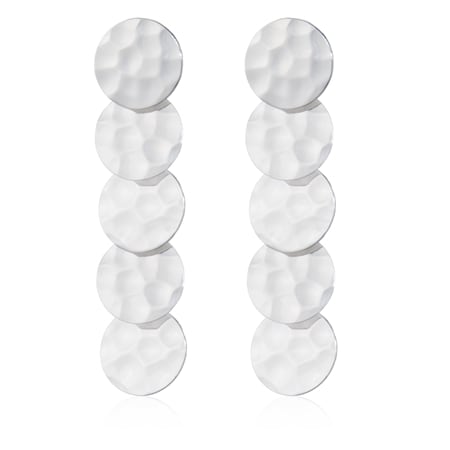 Sterling Silver Italian Hammered Disc Earrings Sterling Silver