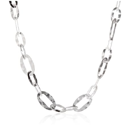 Arte D' Argento Hammered Link Necklace Sterling Silver 91cm