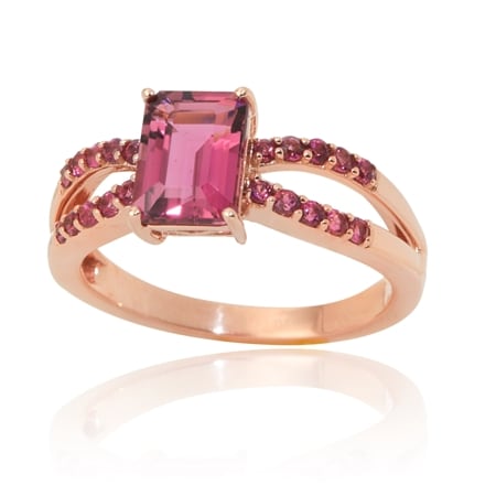 2.01ct Brazilian Pink Tourmaline Octagon Ring 9ct Rose Gold