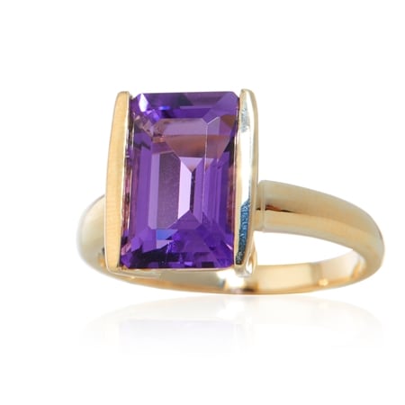 3.65ct Amethyst Octagon Solitaire Ring 9ct Yellow Gold