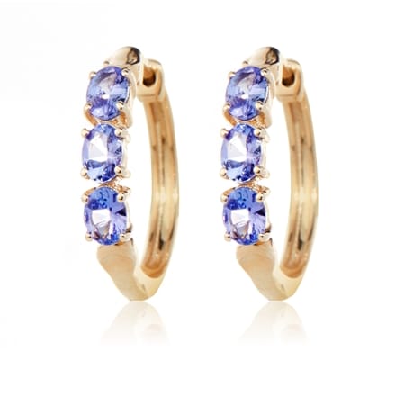 0.93ct Tanzanite 3-Stone Hoop Earrings 9ct Yellow Gold