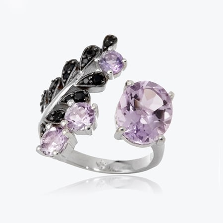 4.4ct Rose De  France  Leaf Design Ring Sterling Silver