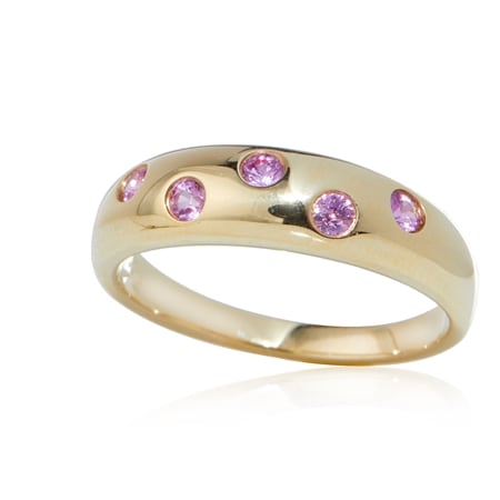 0.24ct Pink Sapphire Swiss Set Ring 9ct Yellow Gold