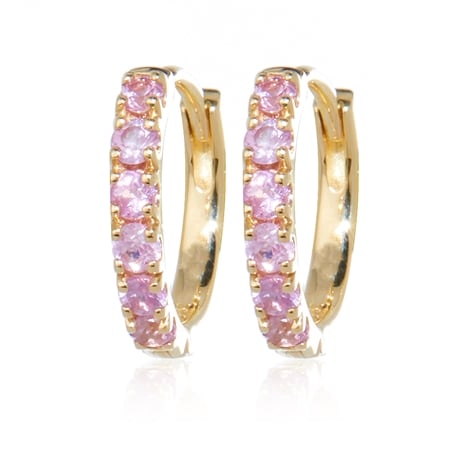 0.27ct Pink Sapphire Huggie Hoop Earrings 9ct Yellow Gold
