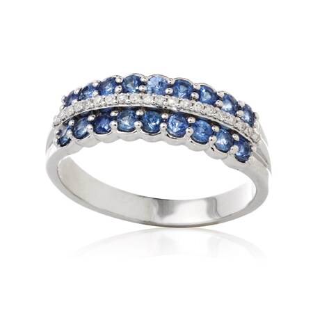 TVSN 1.5ct Ceylon Sapphire Band Ring 9ct Gold