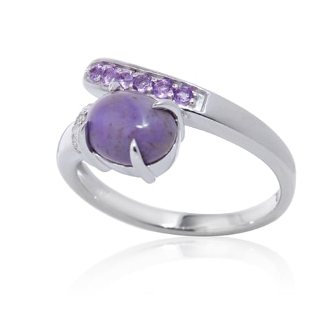 1.8ct Turkish  Purple Jade & Amethyst Ring Sterling Silver