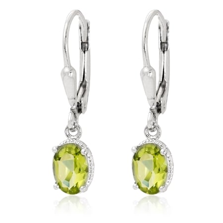 1.58ct Peridot  Oval Drop Earrings  Sterling Silver