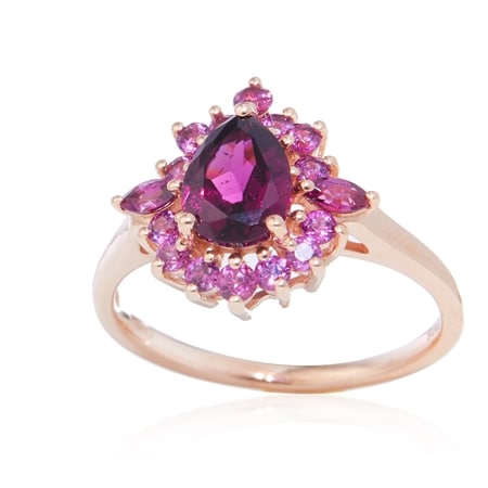 1.70ct Brazilian Rosanite Garnet Statement Ring 9ct Rose Gold