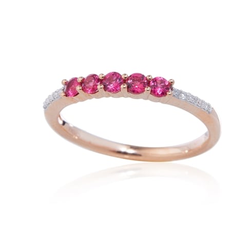 0.32ct Mahenge Hot Pink Spinel & Diamond Accent 5-Stone Ring 9ct RG
