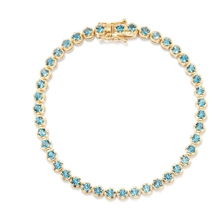 5.20ct Brazilian London Blue Topaz Tennis Bracelet 9ct YG 19cm