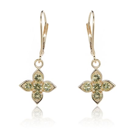 0.49ct Jepara Pallavine Floral Drop Earrings 9ct Yellow Gold