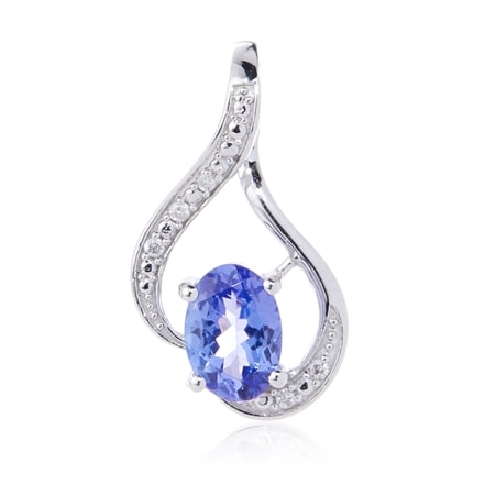 0.71ct Tanzanite & Diamond Accent Pendant 9ct White Gold