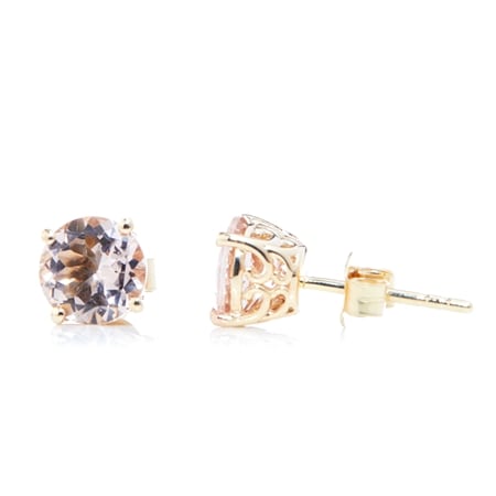 2.37ct Mozambique Morganite Round Stud Earrings 9ct YG