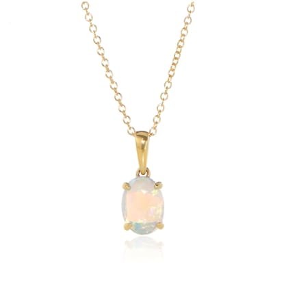0.50ct Australian White Opal Pendant w/ Chain 9ct YG