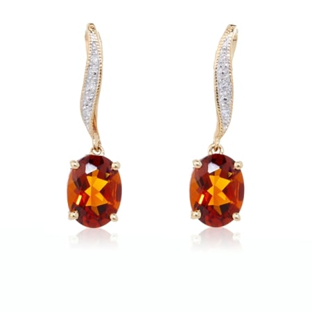 1.80ct Madeira Citrine & Diamond Accent Oval Earrings 9ct Yellow Gold