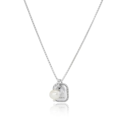 Danny Newfeld Square Bead & FWP Charm Necklace Sterling Silver