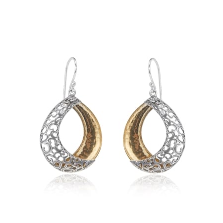 Danny Newfeld Two Tone Dangle Earrings Sterling Silver