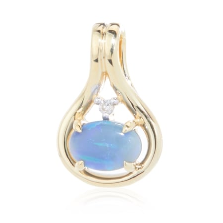 0.30ct Australian Lightning Ridge Opal & Diamond Accent Pendant 9ct YG