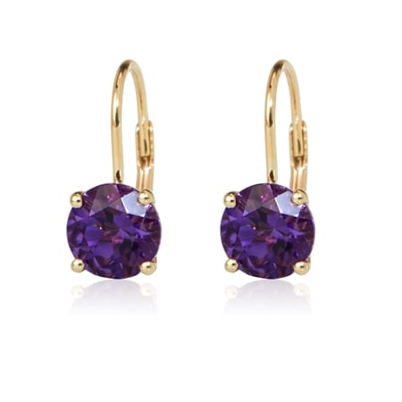 2.00ct Uruguayan Amethyst Round Drop Earrings 9ct Gold