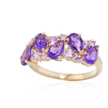 2.00ct Uruguayan Amethyst & Pink Sapphire Statement Ring 9ct YG