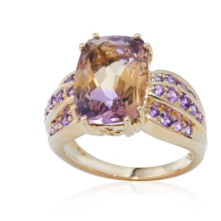 7.49ct Bolivian Ametrine & Amethyst Statement Ring 9ct Yellow Gold